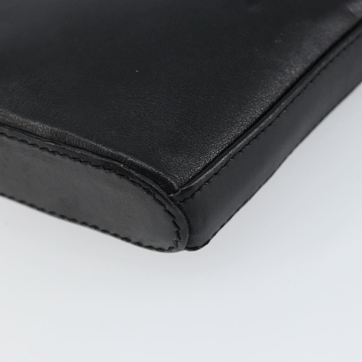 SAINT LAURENT Coin Purse Leather Black Auth am9233