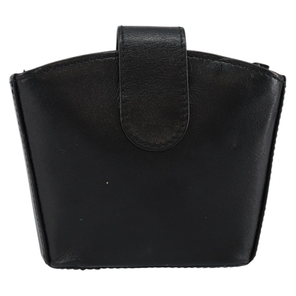 SAINT LAURENT Coin Purse Leather Black Auth am9233