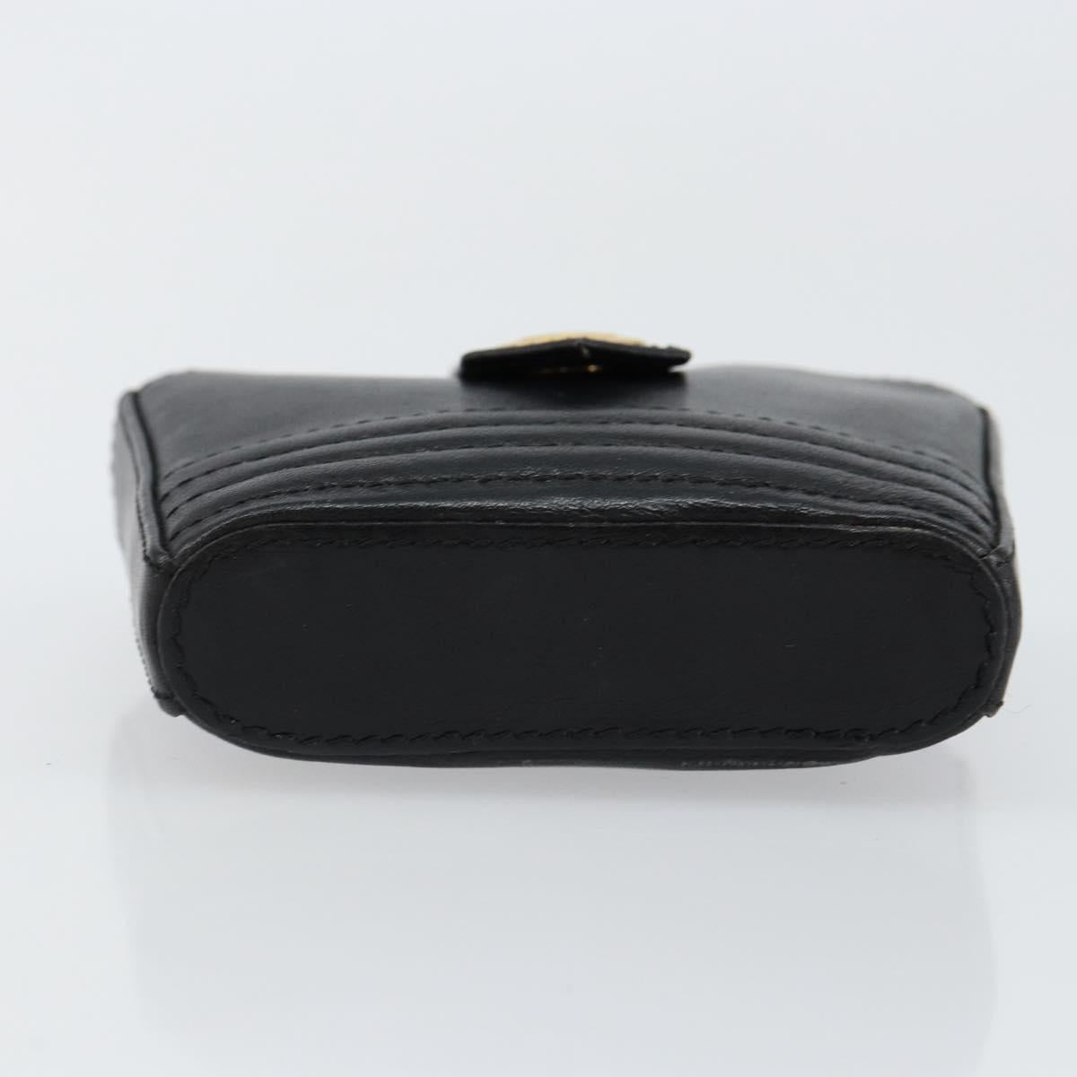 SAINT LAURENT Coin Purse Leather Black Auth am9233