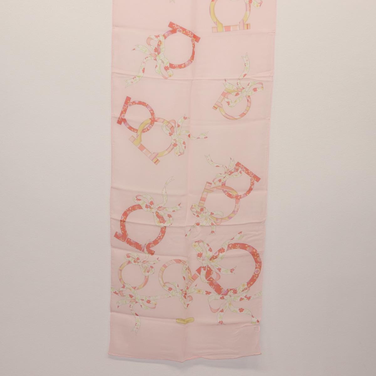 Salvatore Ferragamo Scarf Silk 2Set Pink Navy Auth am9236