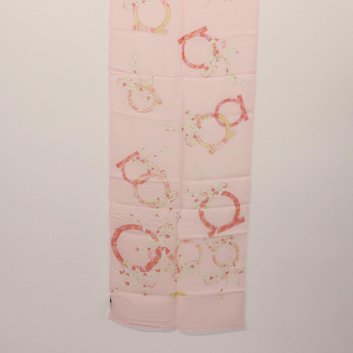 Salvatore Ferragamo Scarf Silk 2Set Pink Navy Auth am9236
