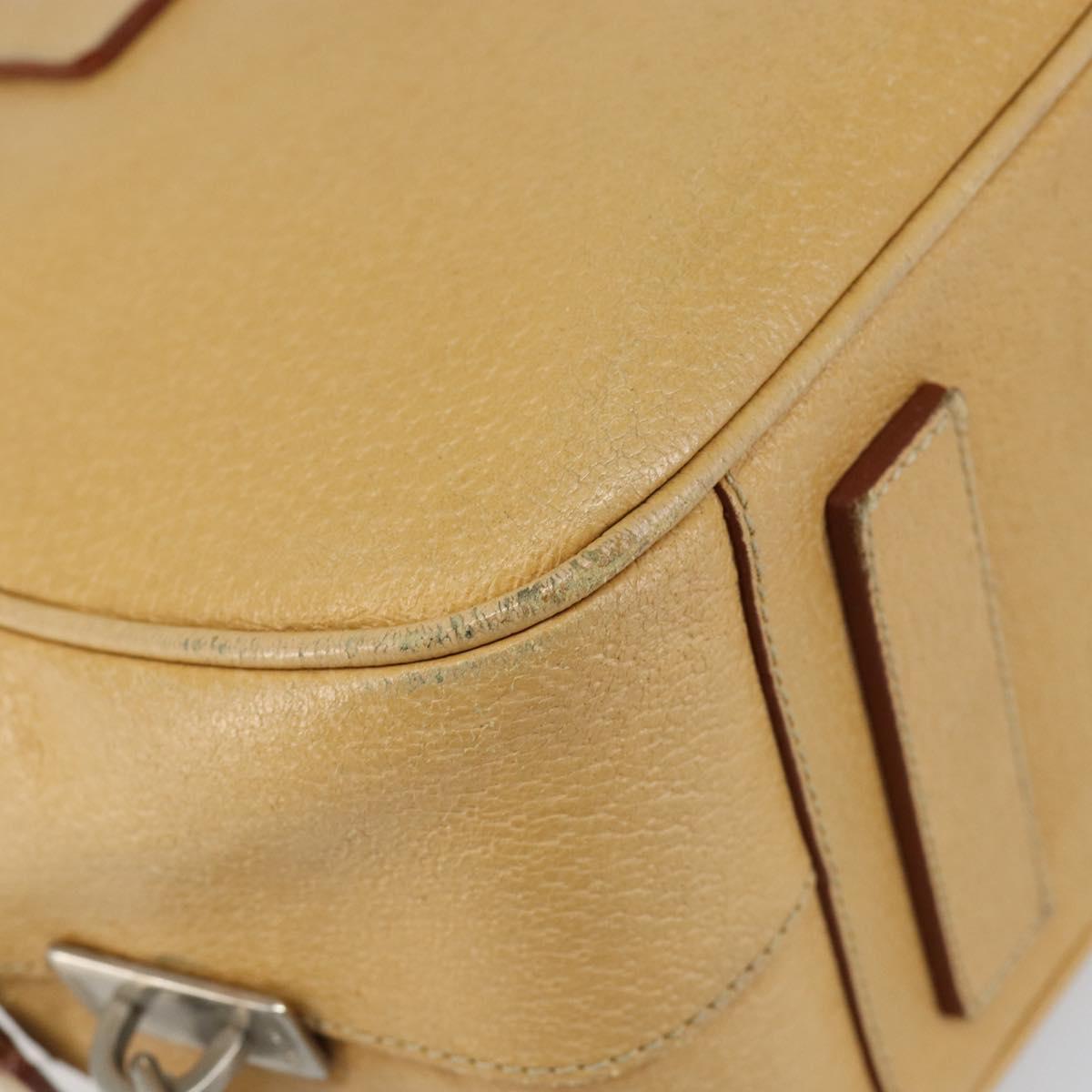 PRADA Shoulder Bag Leather Beige Silver Auth am9244