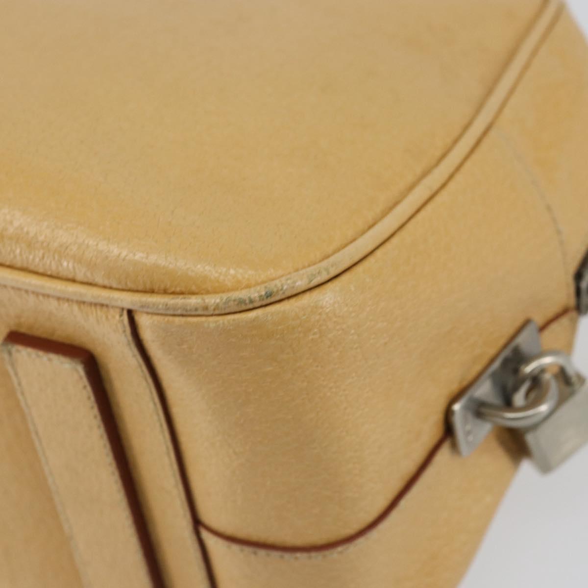 PRADA Shoulder Bag Leather Beige Silver Auth am9244