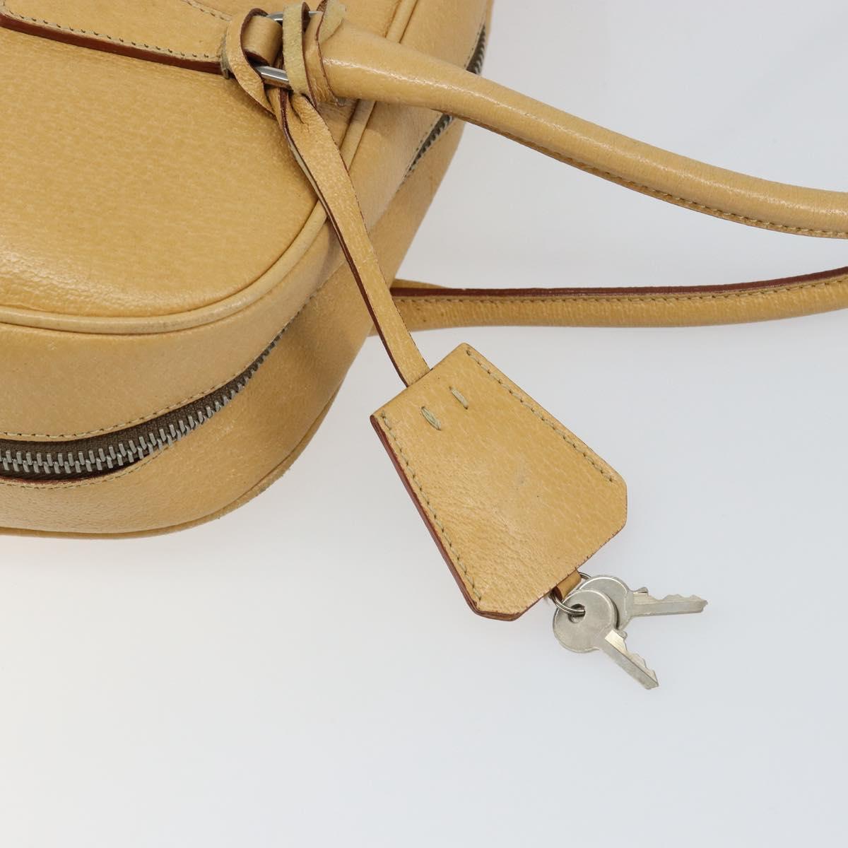 PRADA Shoulder Bag Leather Beige Silver Auth am9244