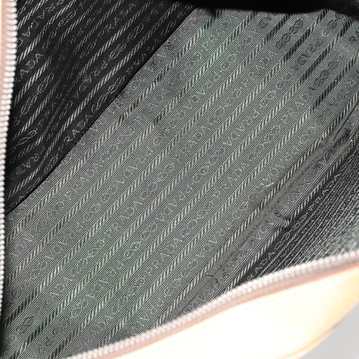 PRADA Shoulder Bag Leather Beige Silver Auth am9244