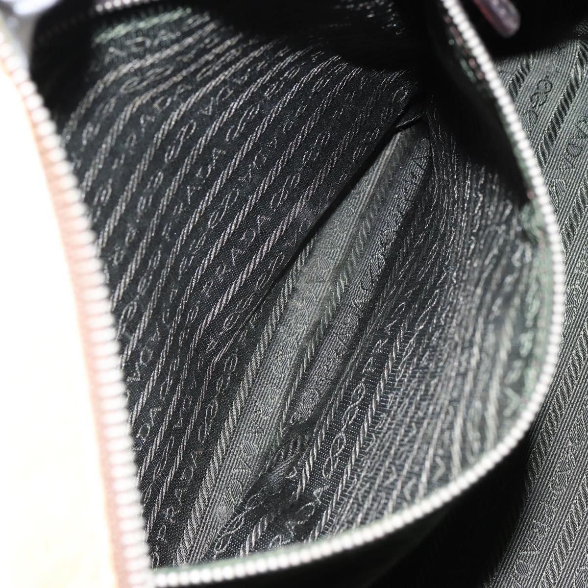 PRADA Shoulder Bag Leather Beige Silver Auth am9244