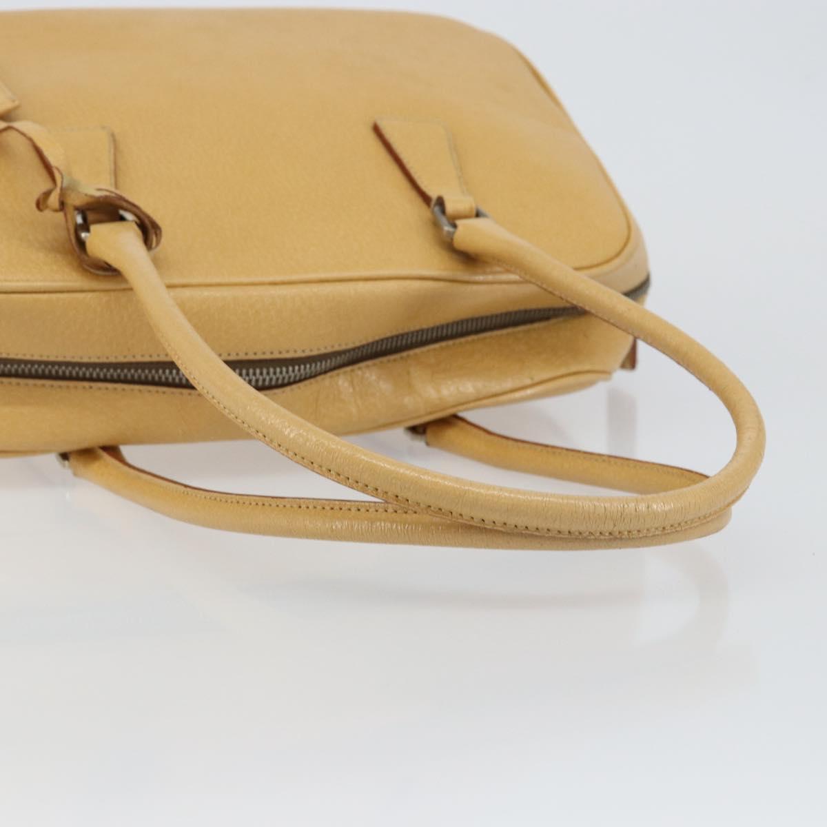PRADA Shoulder Bag Leather Beige Silver Auth am9244