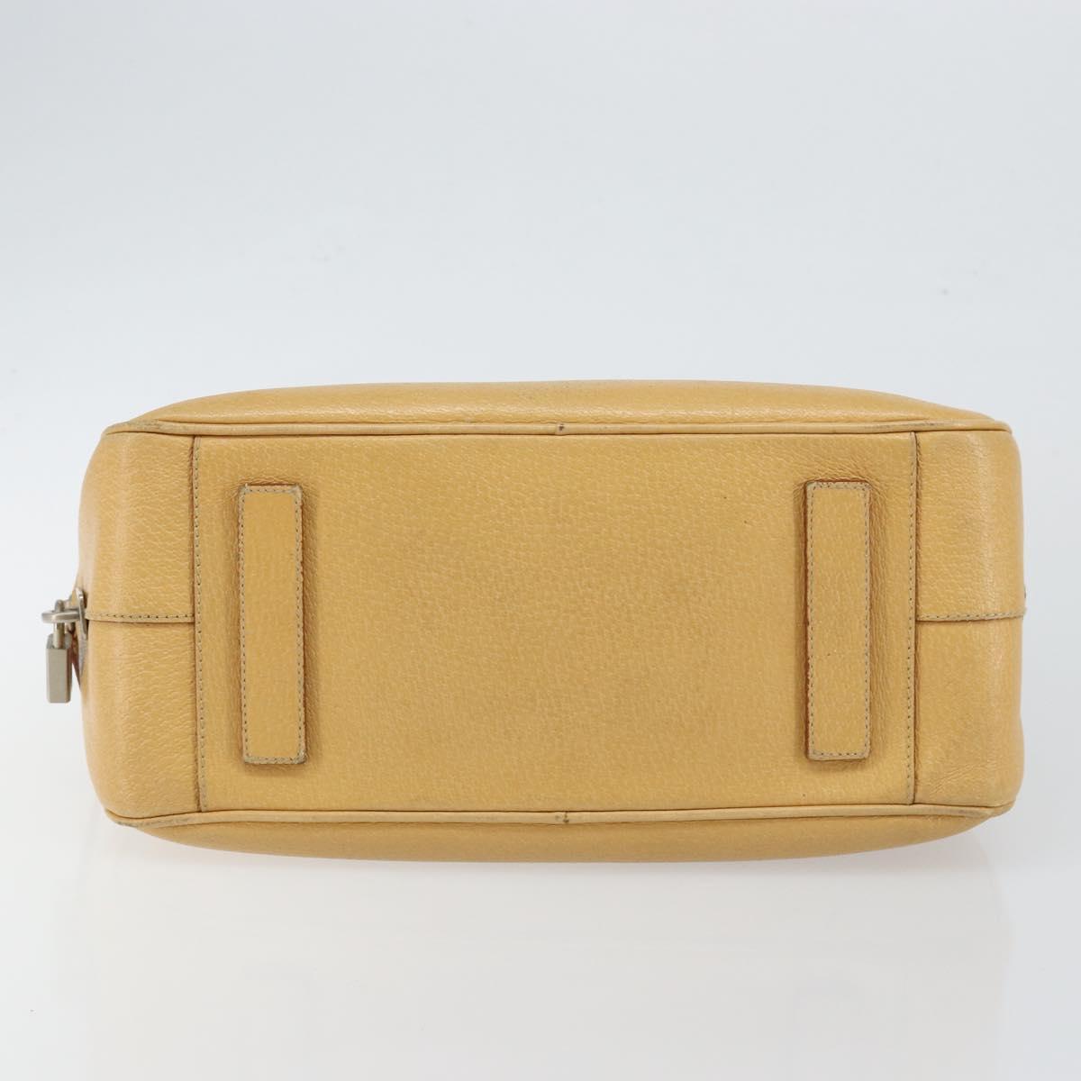 PRADA Shoulder Bag Leather Beige Silver Auth am9244