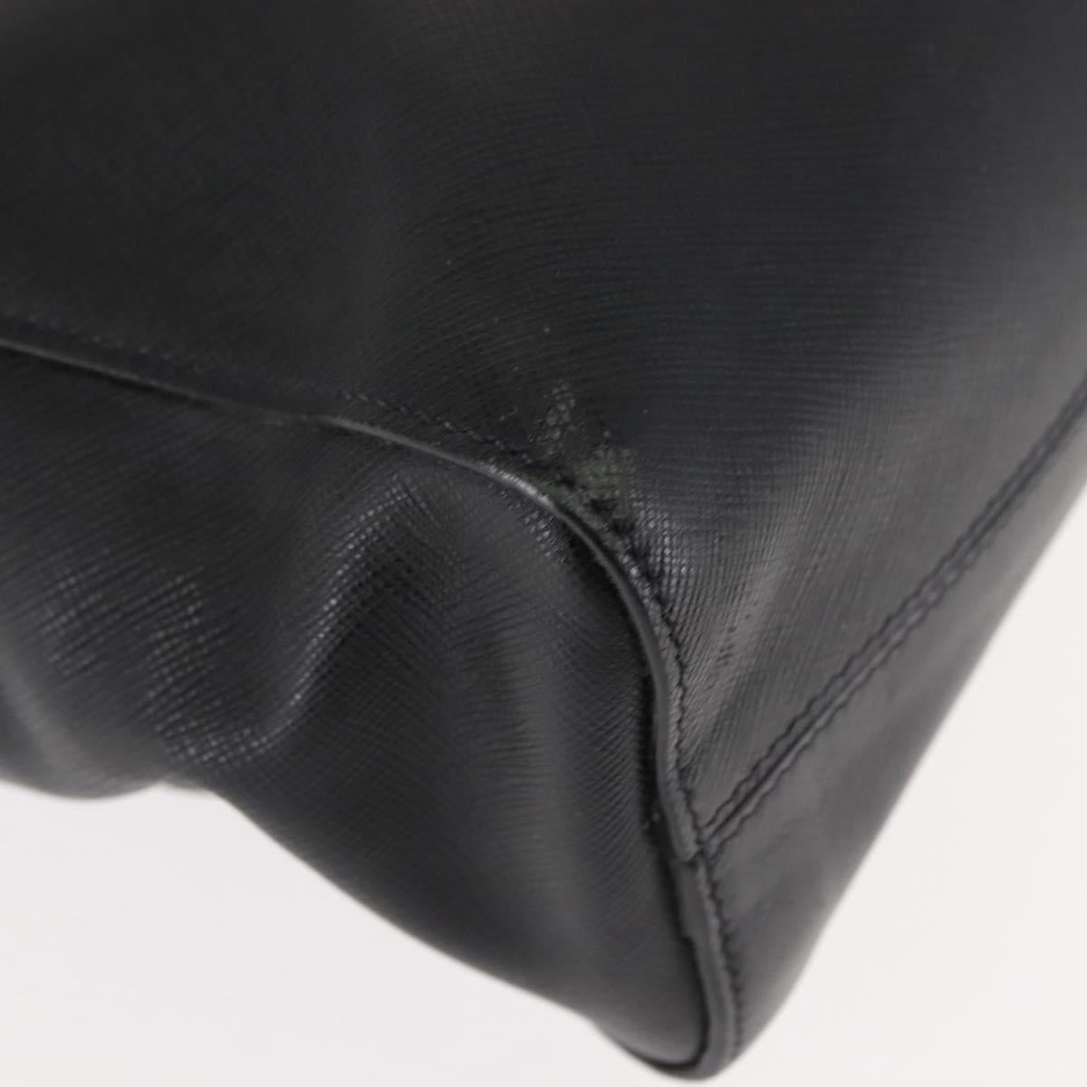 PRADA Tote Bag Safiano leather Black Silver Auth am9247