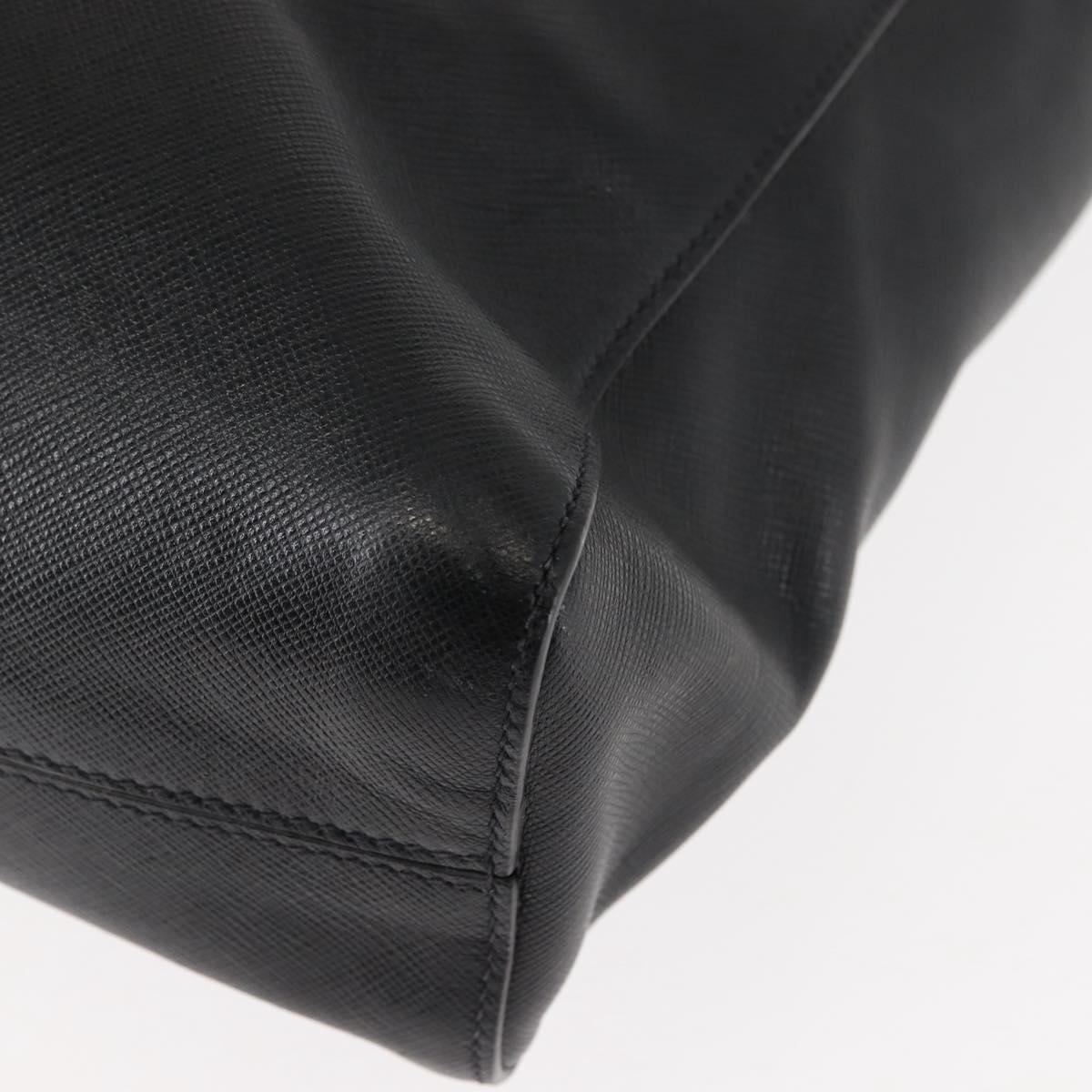 PRADA Tote Bag Safiano leather Black Silver Auth am9247