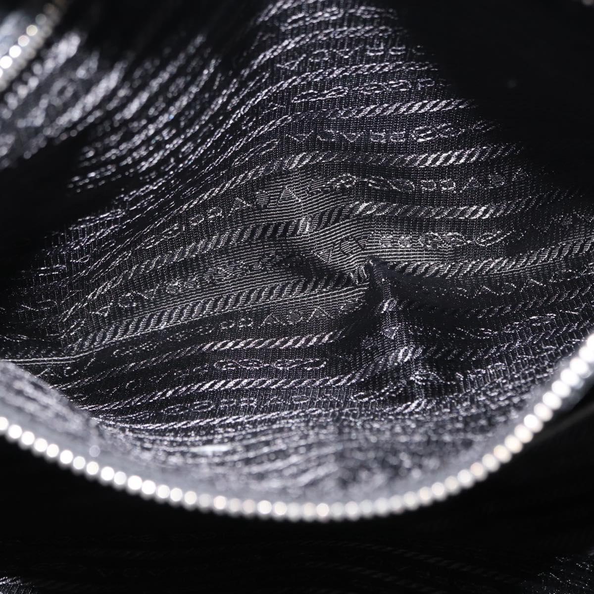 PRADA Tote Bag Safiano leather Black Silver Auth am9247