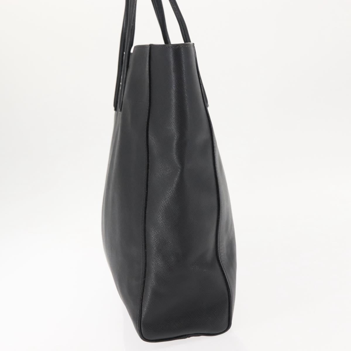 PRADA Tote Bag Safiano leather Black Silver Auth am9247