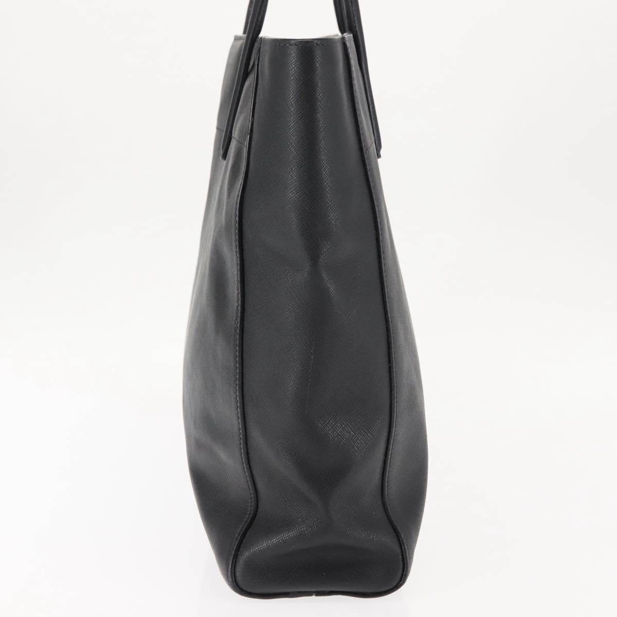 PRADA Tote Bag Safiano leather Black Silver Auth am9247