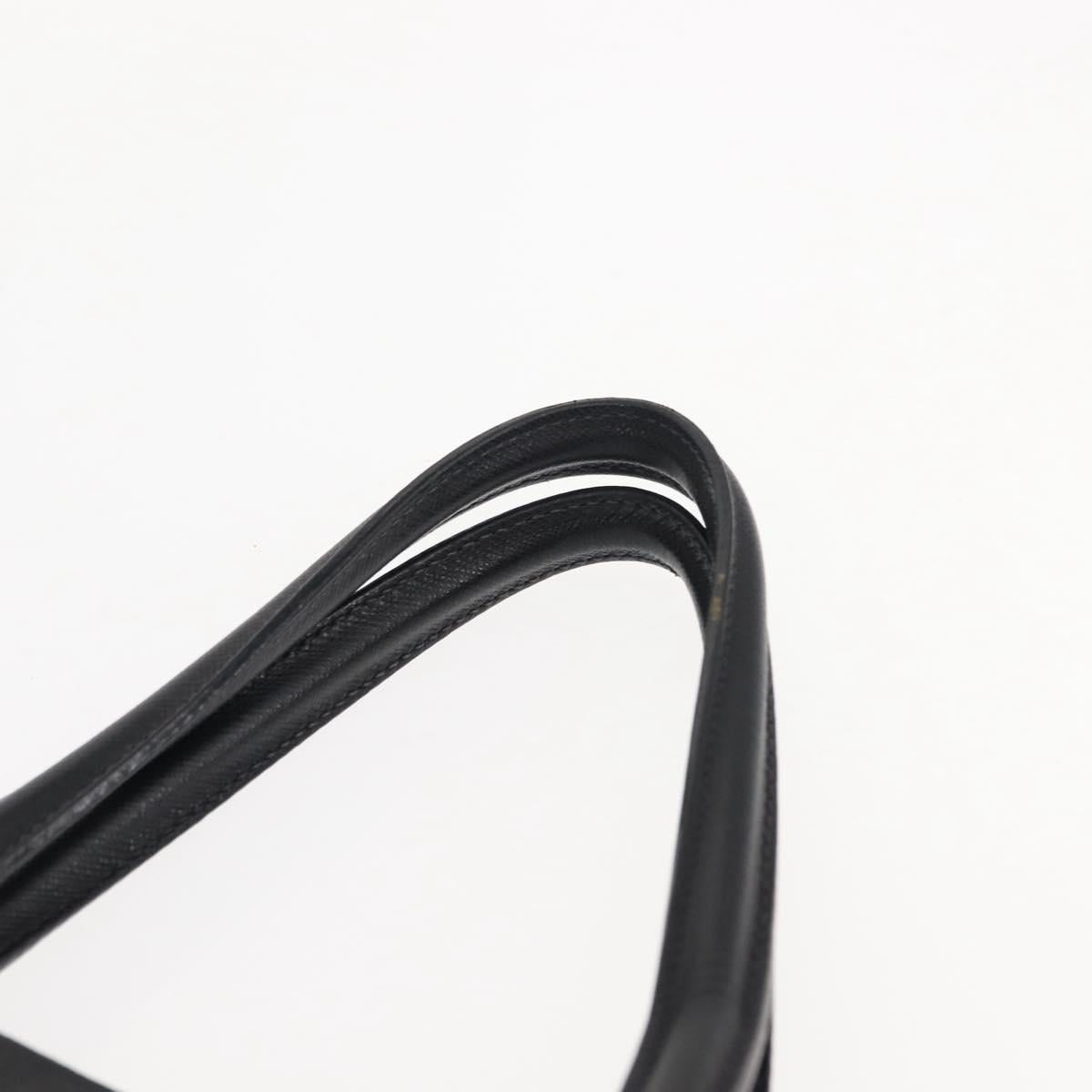 PRADA Tote Bag Safiano leather Black Silver Auth am9247