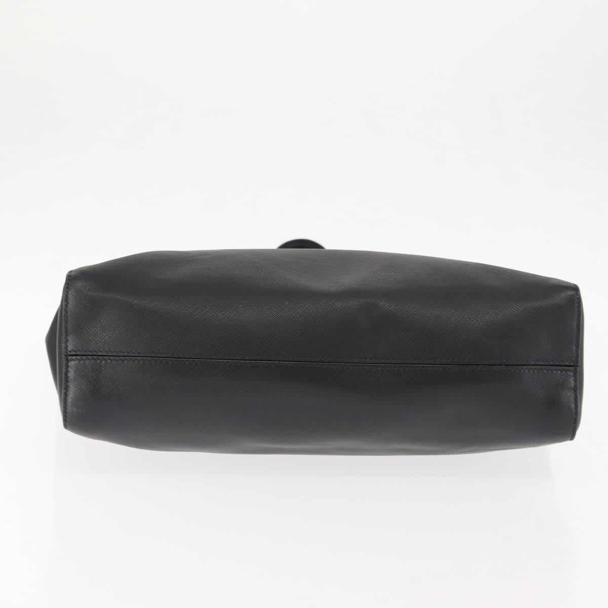 PRADA Tote Bag Safiano leather Black Silver Auth am9247