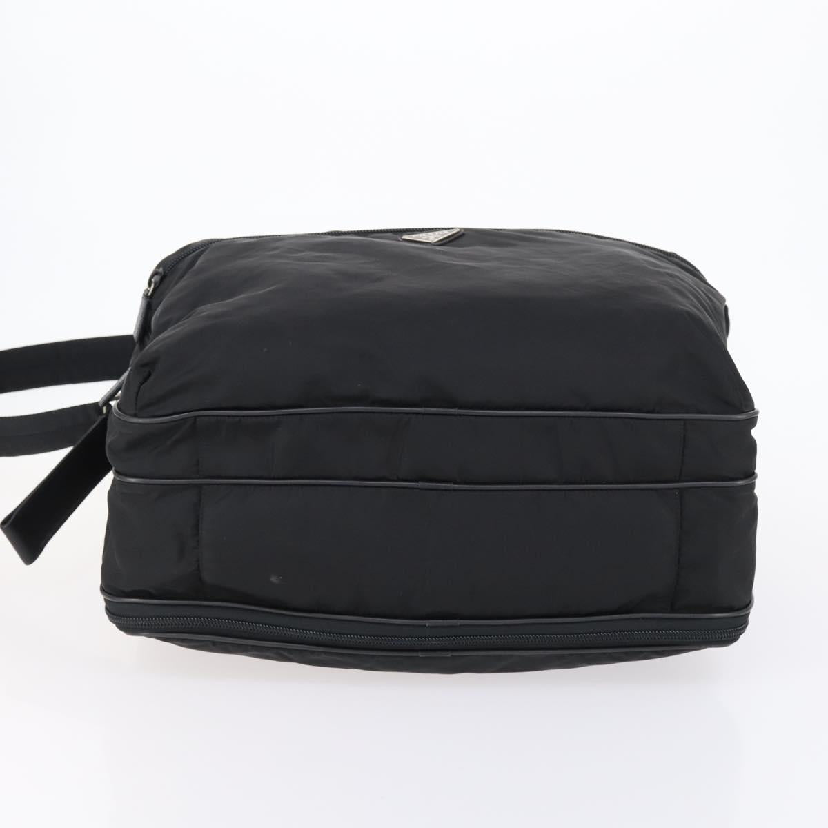 PRADA Boston Bag Nylon 2way Black Silver Auth am9248
