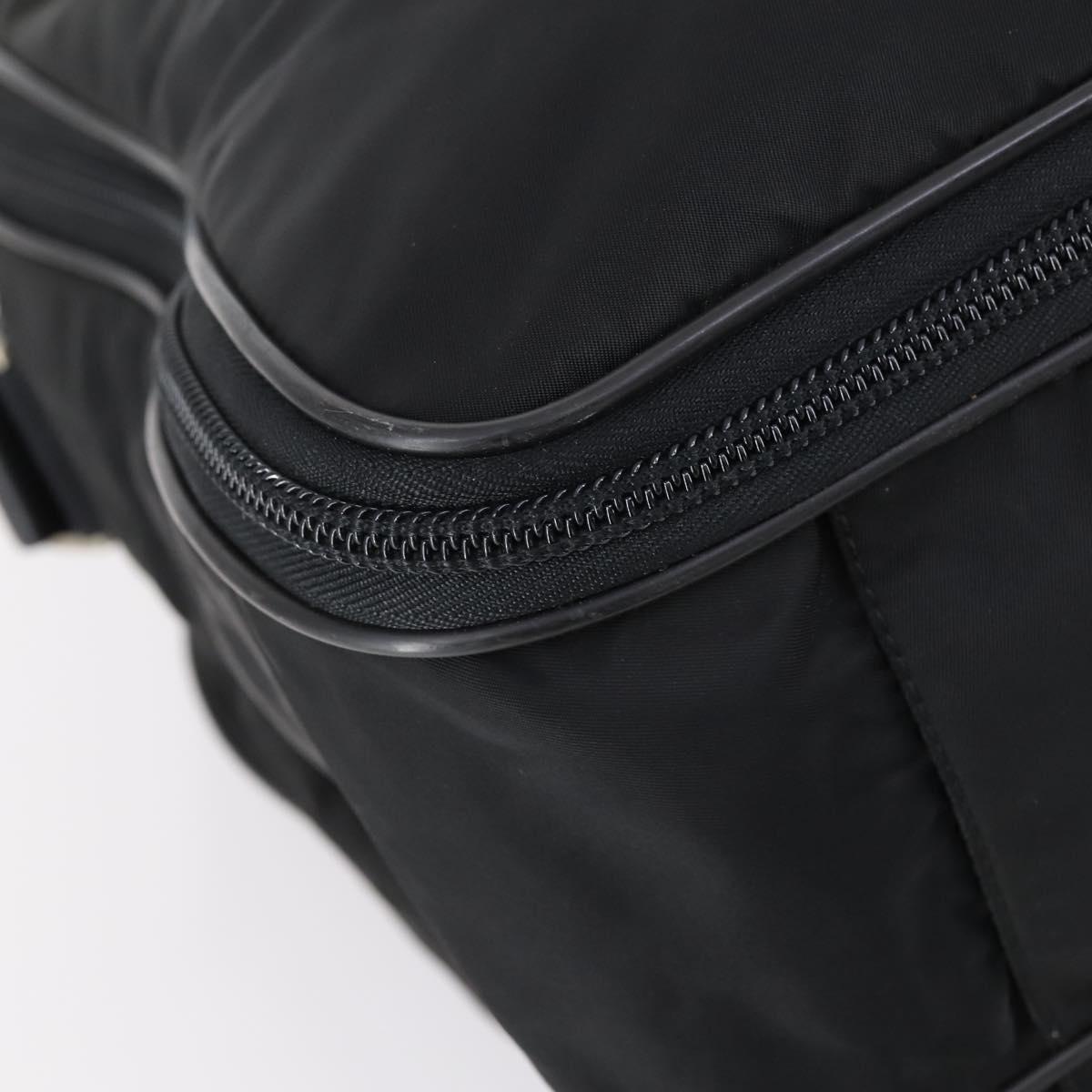 PRADA Boston Bag Nylon 2way Black Silver Auth am9248