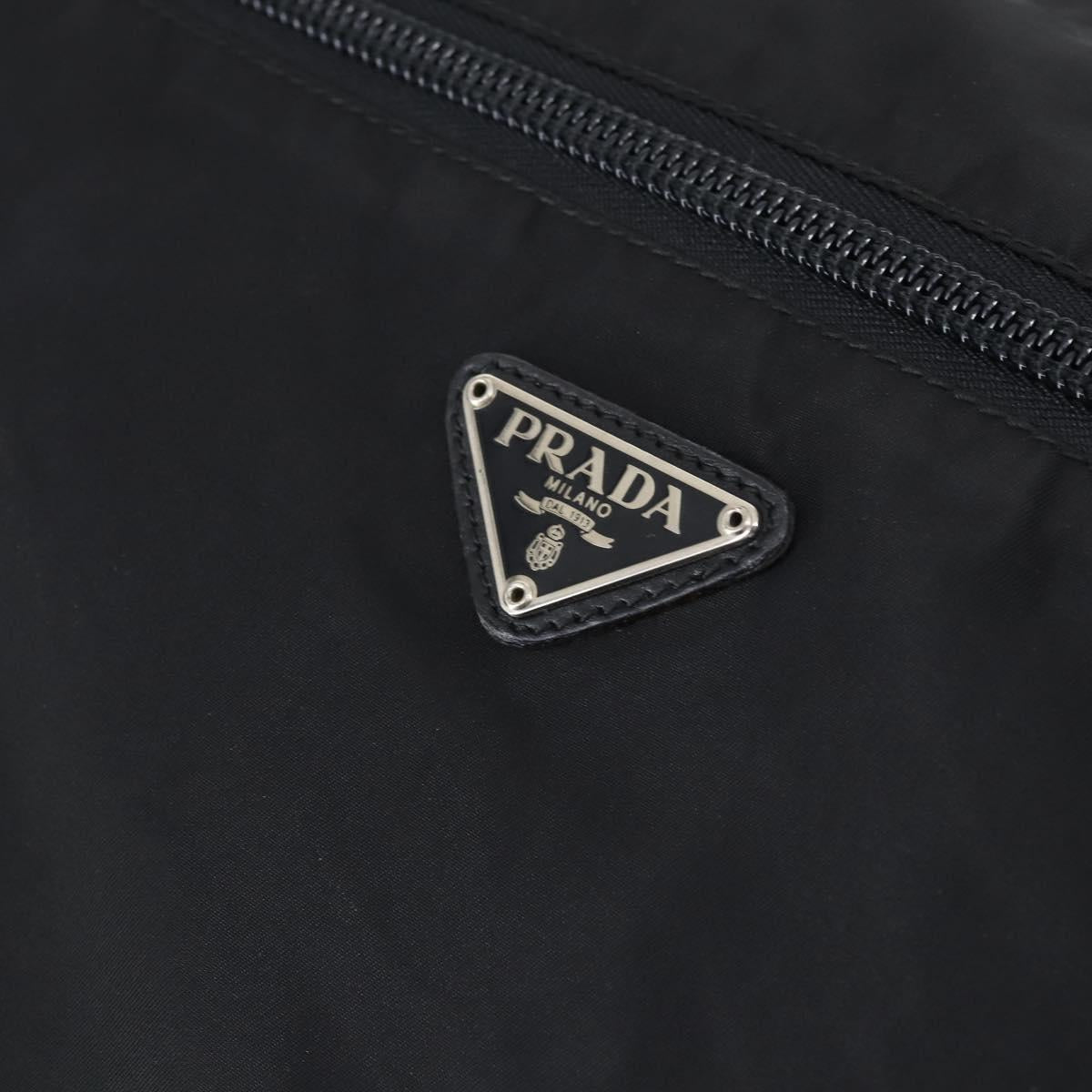 PRADA Boston Bag Nylon 2way Black Silver Auth am9248