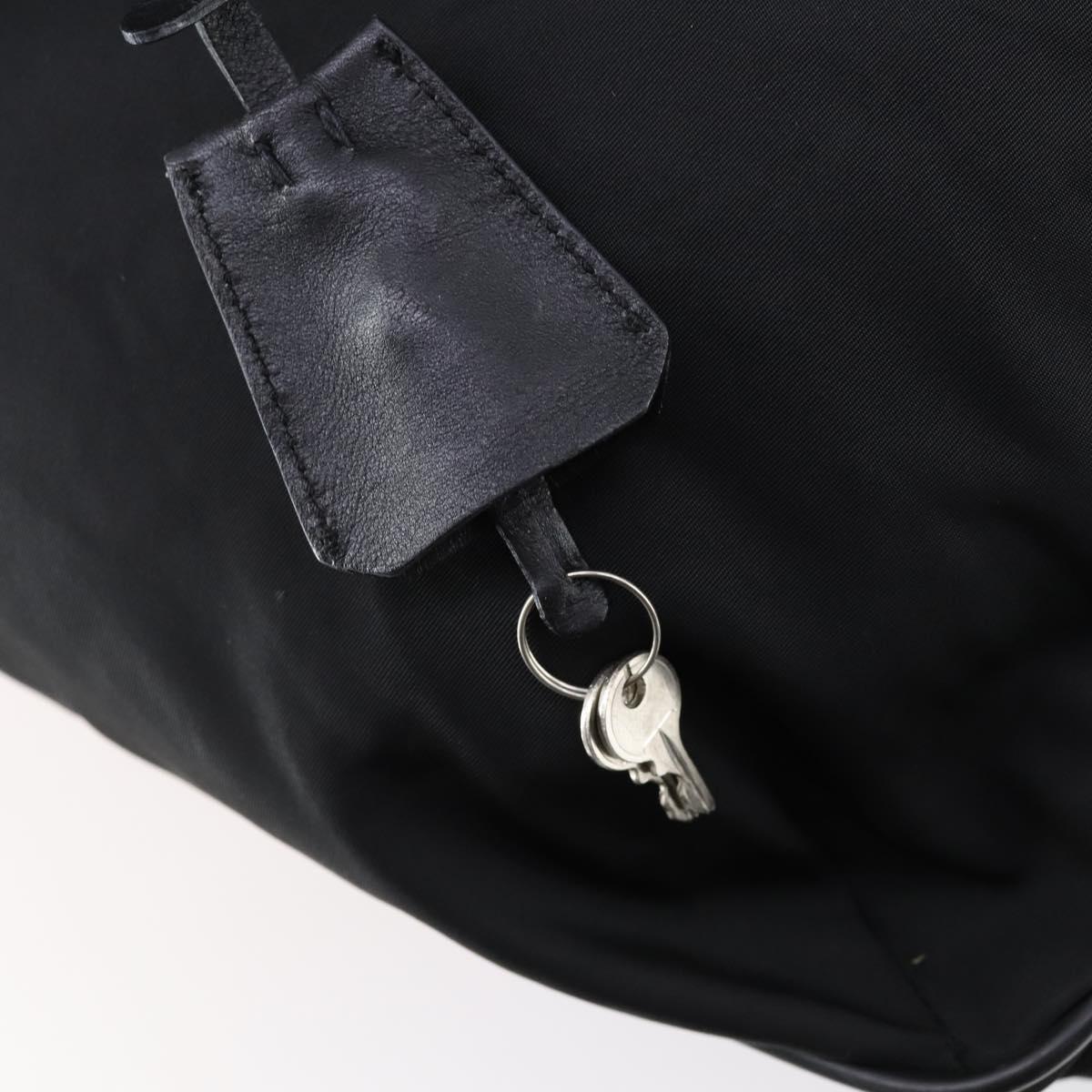 PRADA Boston Bag Nylon 2way Black Silver Auth am9248