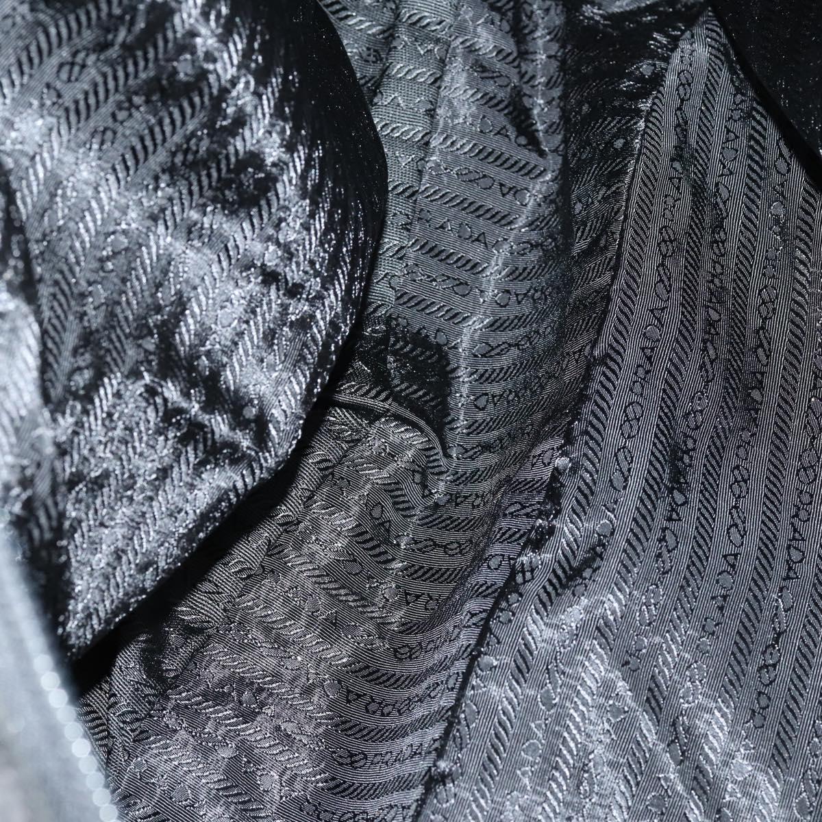 PRADA Boston Bag Nylon 2way Black Silver Auth am9248