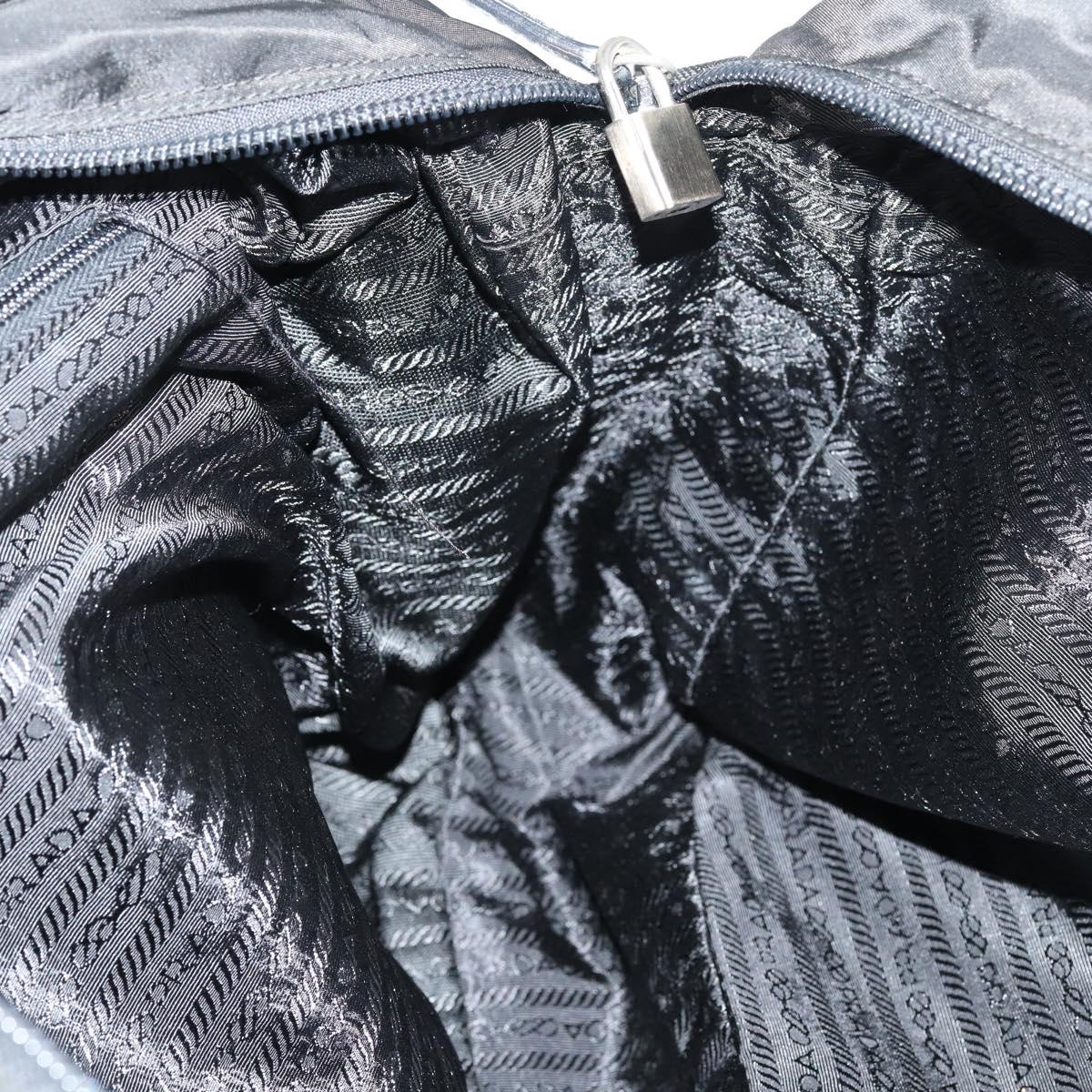 PRADA Boston Bag Nylon 2way Black Silver Auth am9248