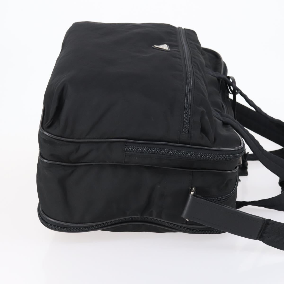 PRADA Boston Bag Nylon 2way Black Silver Auth am9248
