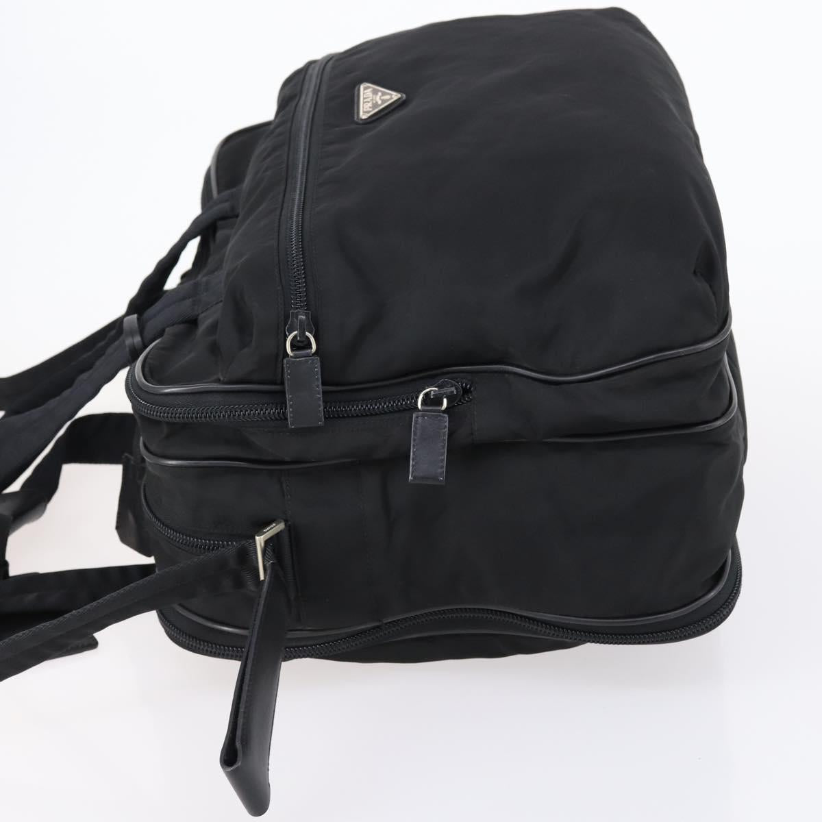 PRADA Boston Bag Nylon 2way Black Silver Auth am9248