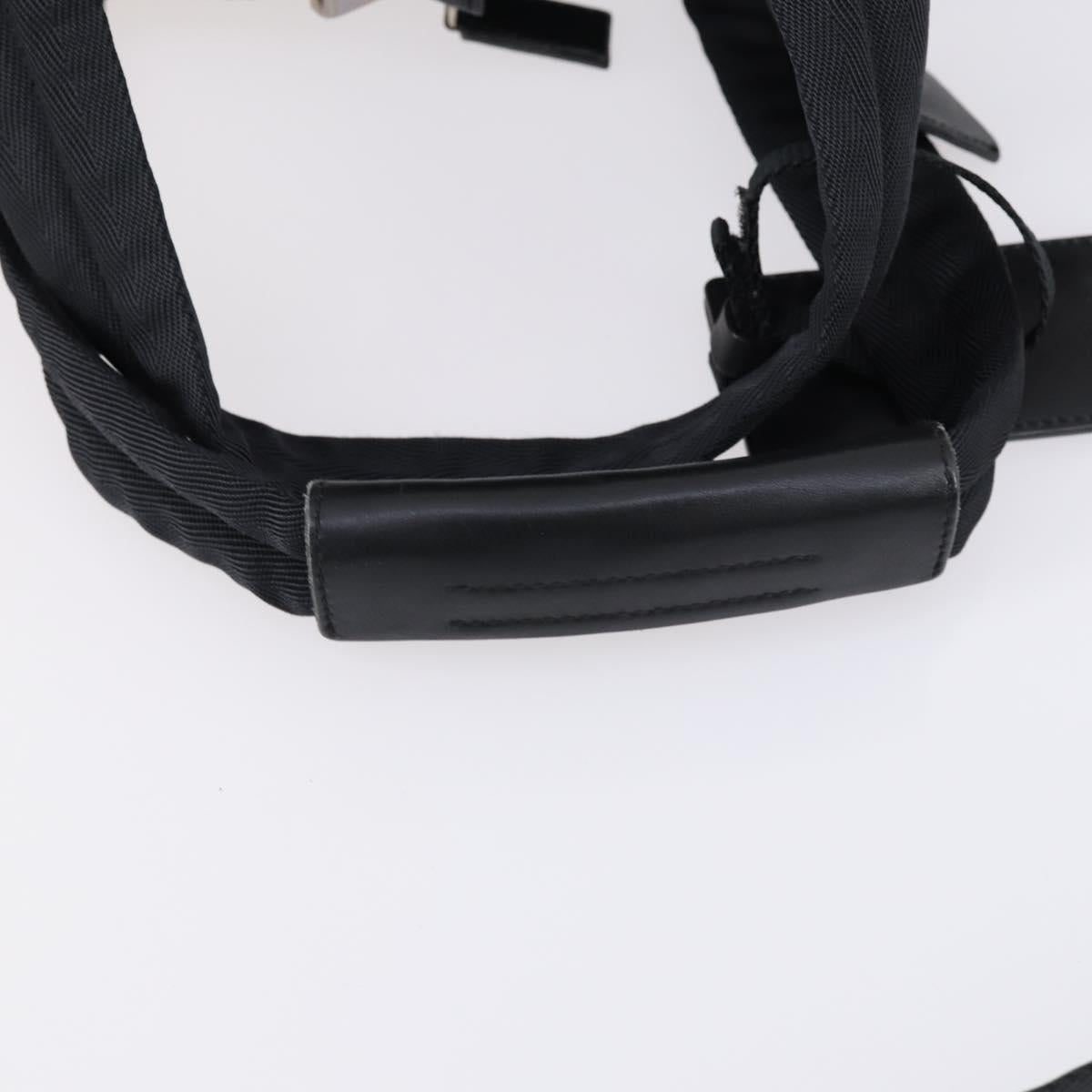 PRADA Boston Bag Nylon 2way Black Silver Auth am9248