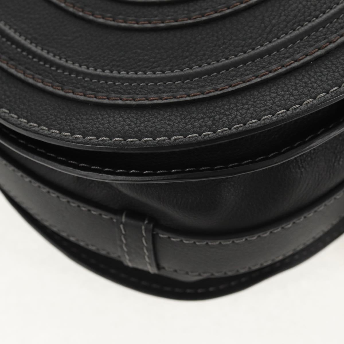 Chloe Mercy Shoulder Bag Leather Black Gold Auth am9250V