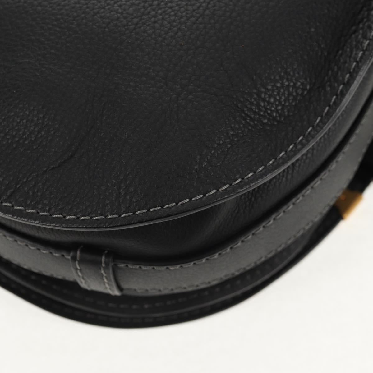 Chloe Mercy Shoulder Bag Leather Black Gold Auth am9250V