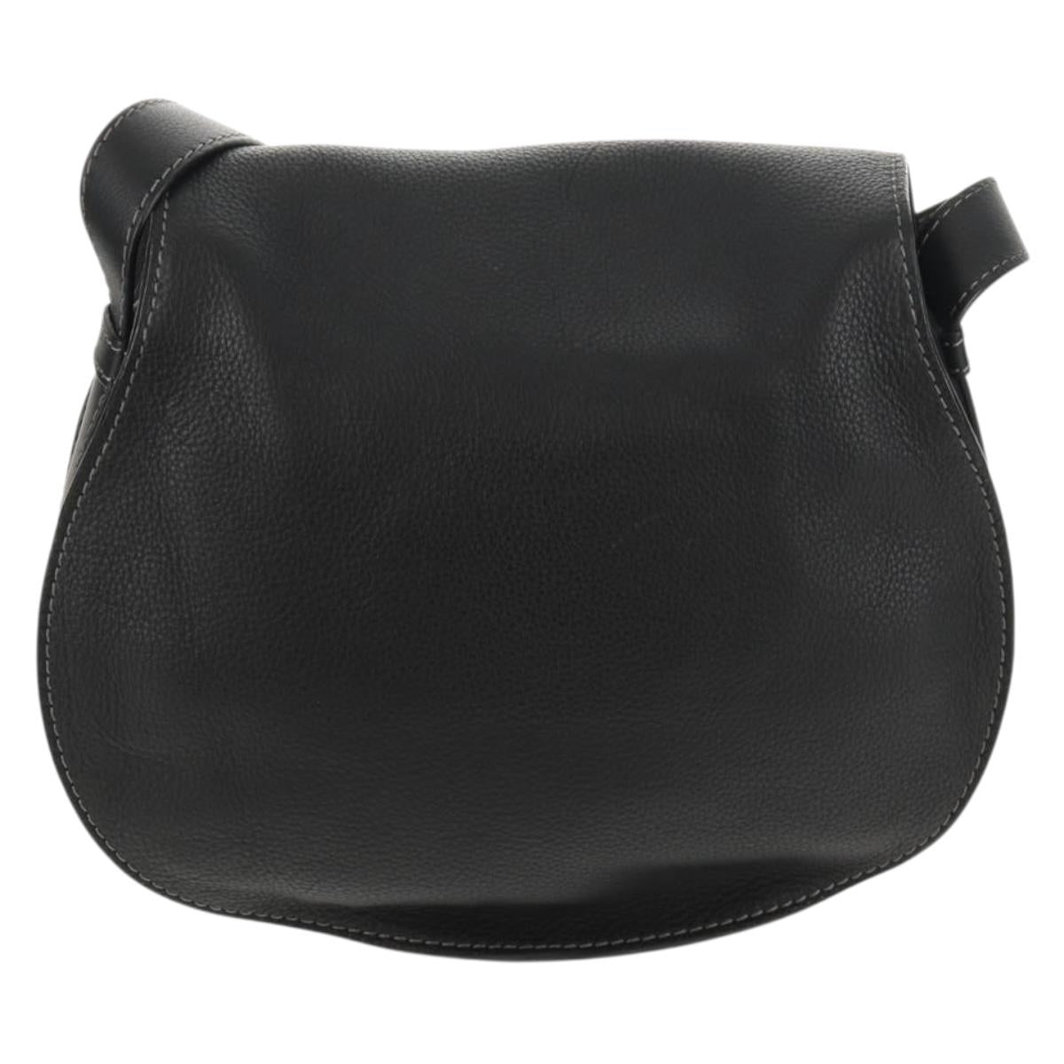 Chloe Mercy Shoulder Bag Leather Black Gold Auth am9250V