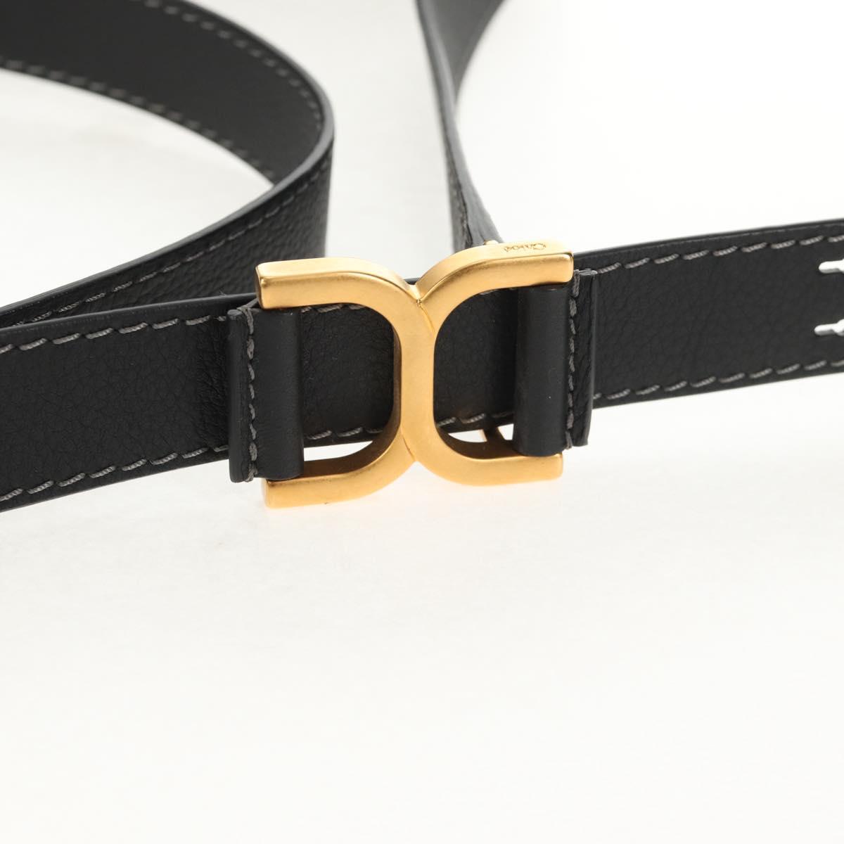 Chloe Mercy Shoulder Bag Leather Black Gold Auth am9250V