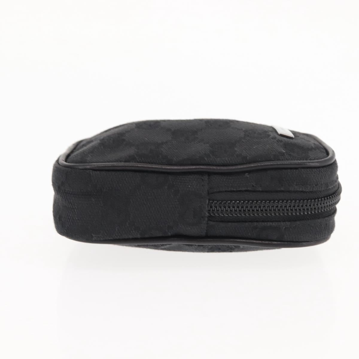 GUCCI GG Canvas Pouch Black Silver 74245 Auth am9252