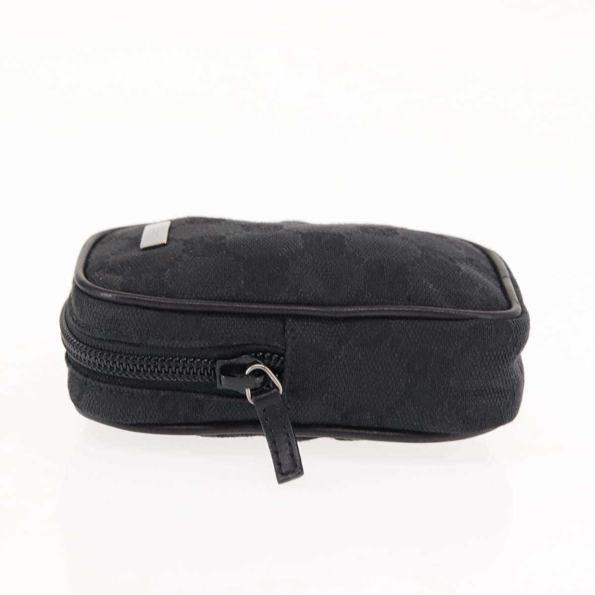 GUCCI GG Canvas Pouch Black Silver 74245 Auth am9252