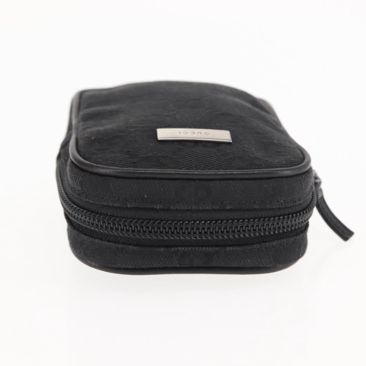 GUCCI GG Canvas Pouch Black Silver 74245 Auth am9252