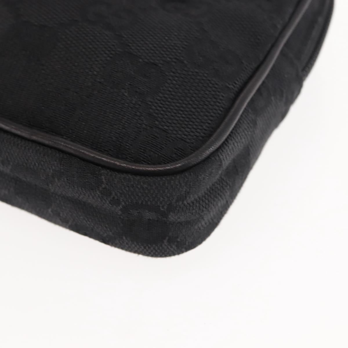 GUCCI GG Canvas Pouch Black Silver 74245 Auth am9252