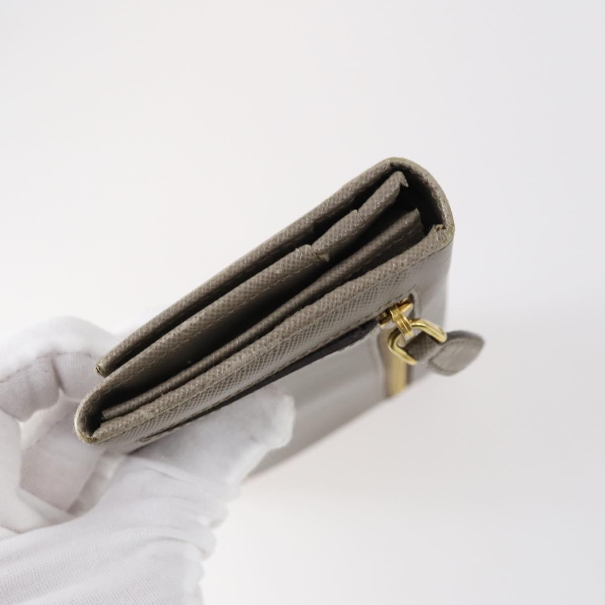 PRADA Wallet Leather Nylon 3 Set Gray Black Auth am9255