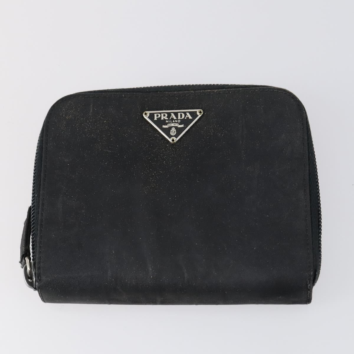 PRADA Wallet Leather Nylon 3 Set Gray Black Auth am9255