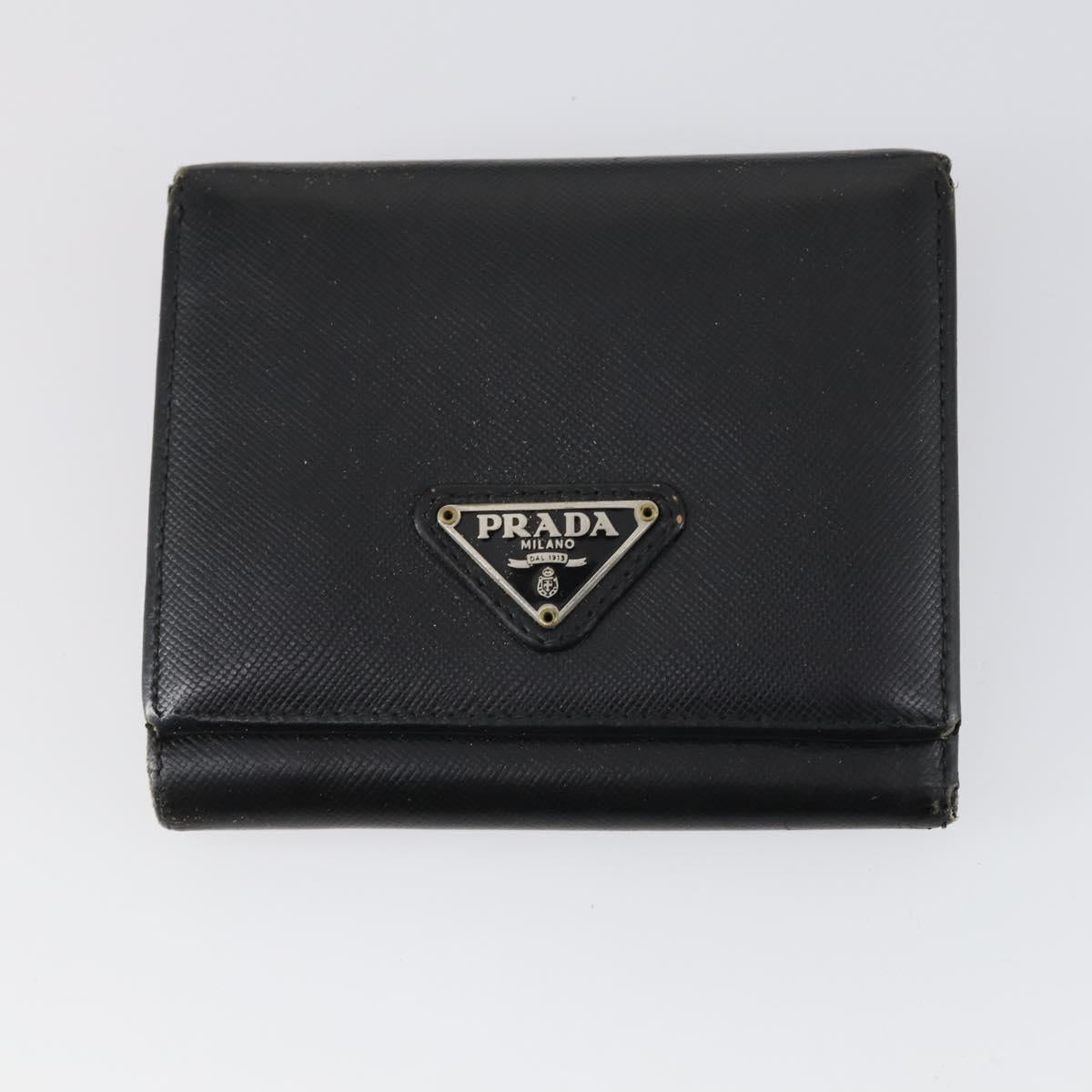 PRADA Wallet Leather Nylon 3 Set Gray Black Auth am9255