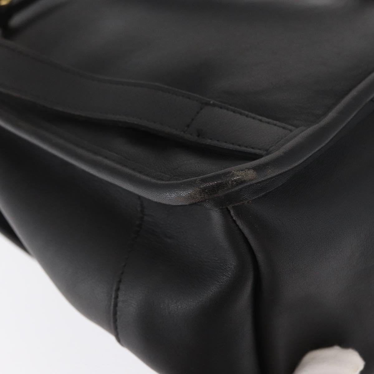 Coach Backpack Leather Black Gold Auth am9257