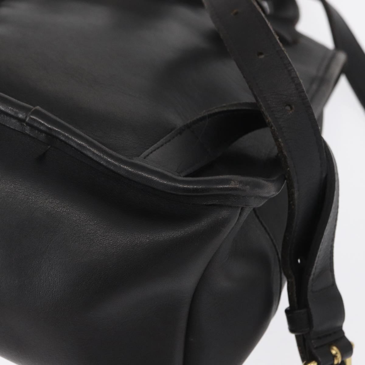 Coach Backpack Leather Black Gold Auth am9257