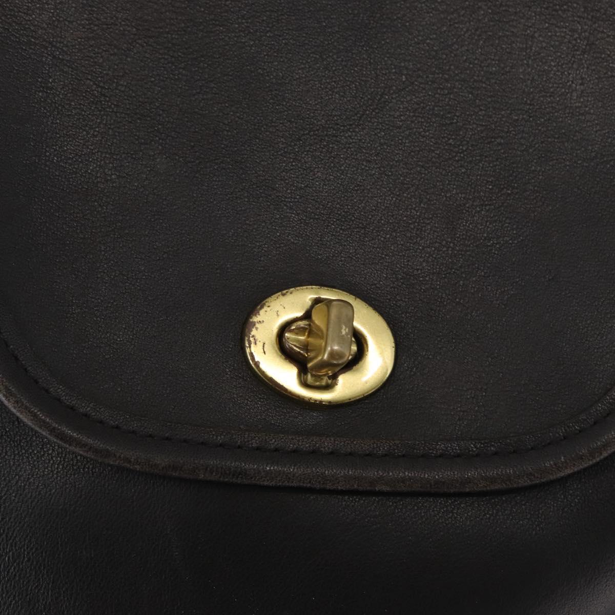 Coach Backpack Leather Black Gold Auth am9257