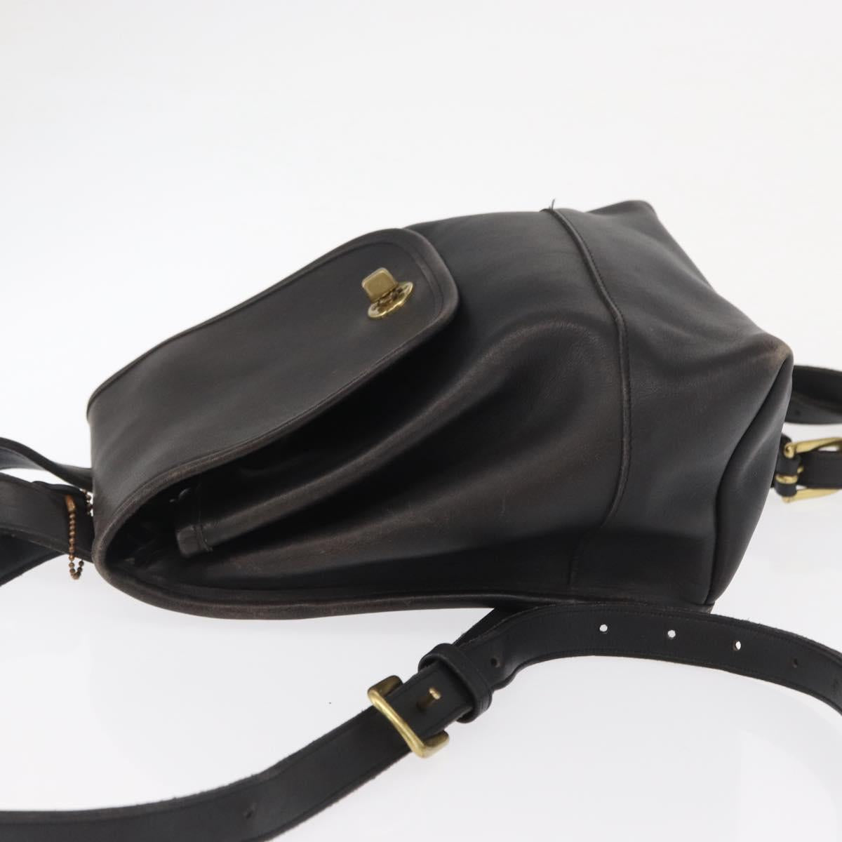 Coach Backpack Leather Black Gold Auth am9257