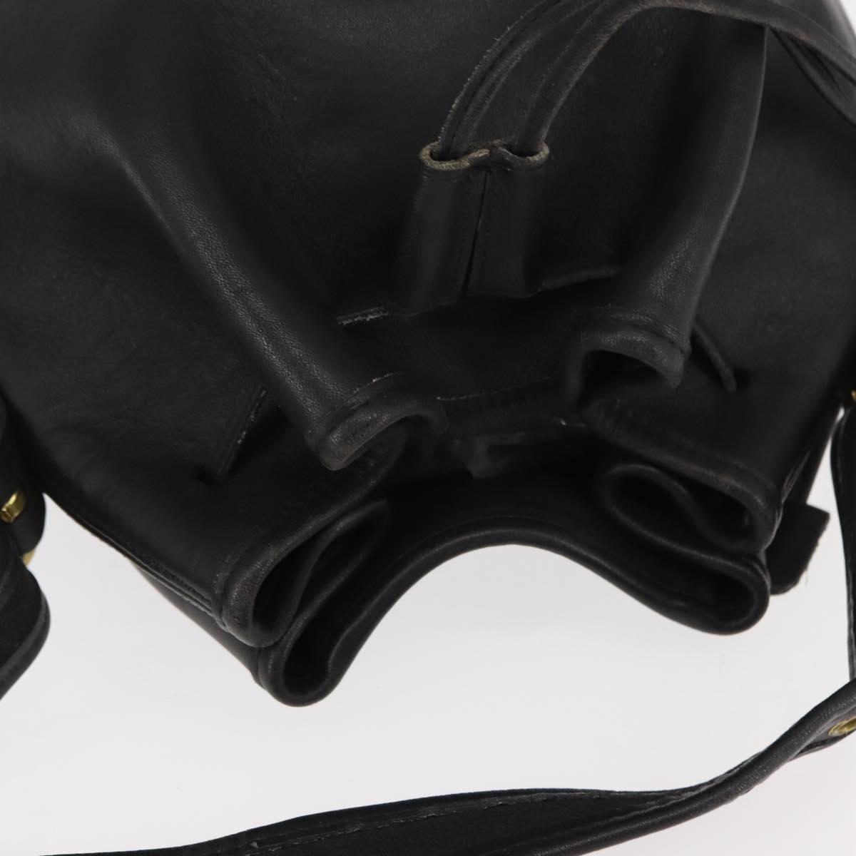 Coach Shoulder Bag Leather Black Gold Auth am9258