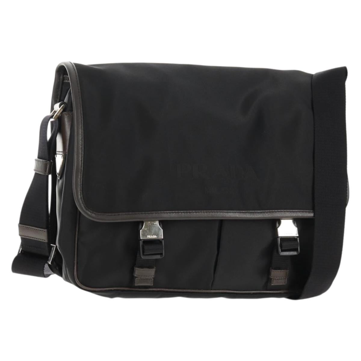 PRADA Shoulder Bag Nylon Black Silver Auth am9263V