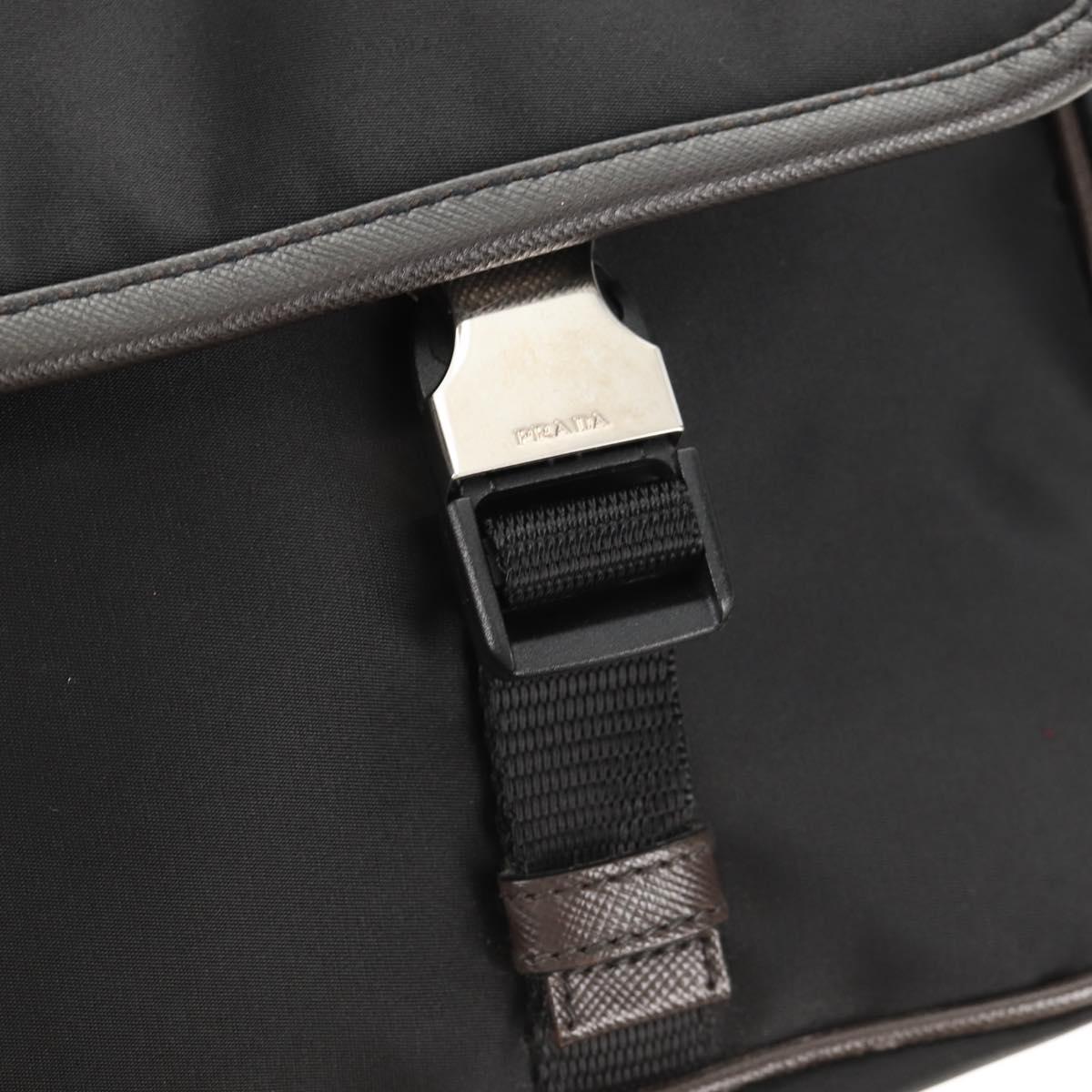 PRADA Shoulder Bag Nylon Black Silver Auth am9263V