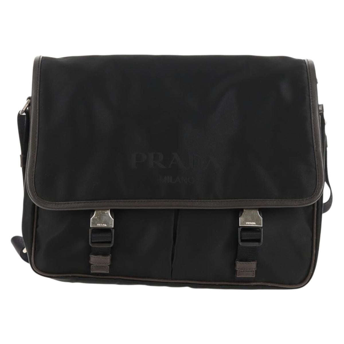 PRADA Shoulder Bag Nylon Black Silver Auth am9263V