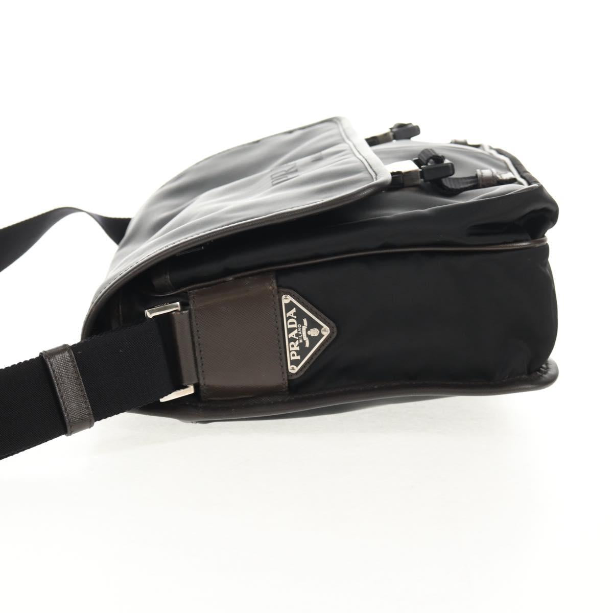 PRADA Shoulder Bag Nylon Black Silver Auth am9263V