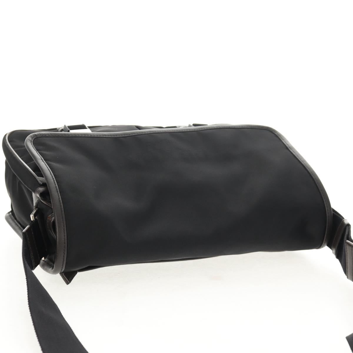 PRADA Shoulder Bag Nylon Black Silver Auth am9263V