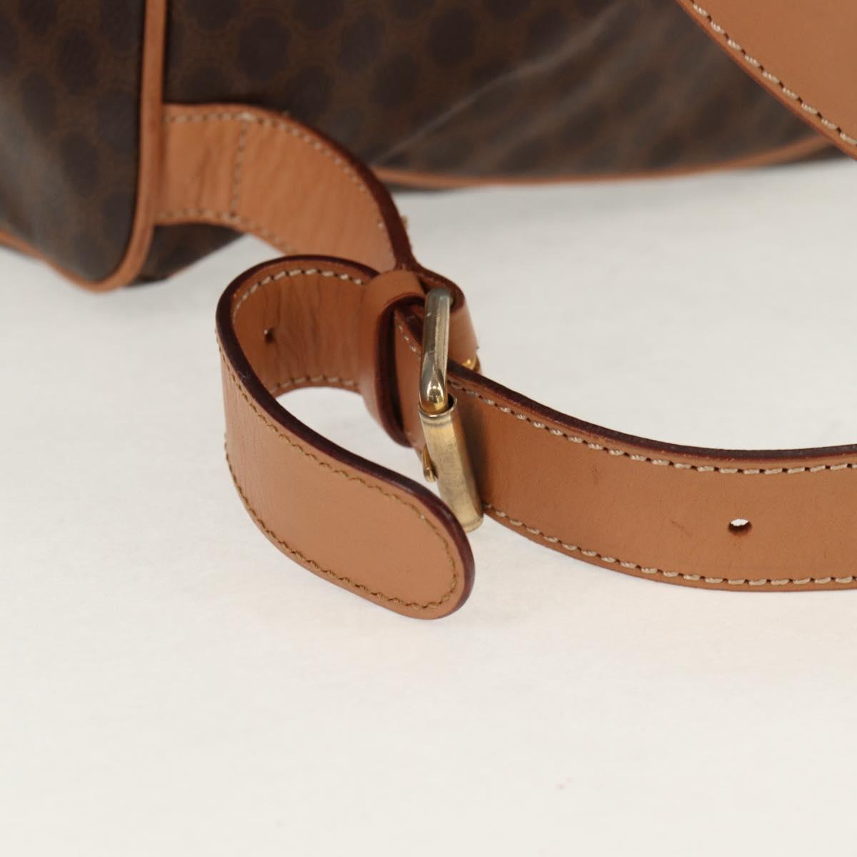 CELINE Macadam Canvas Backpack PVC Leather Brown Gold Auth am9264